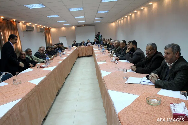 Palestinian factions leaders attend a meeting to discuss the Palestinian reconciliation in Gaza city on March 9,2011. Photo by Ashraf Amra