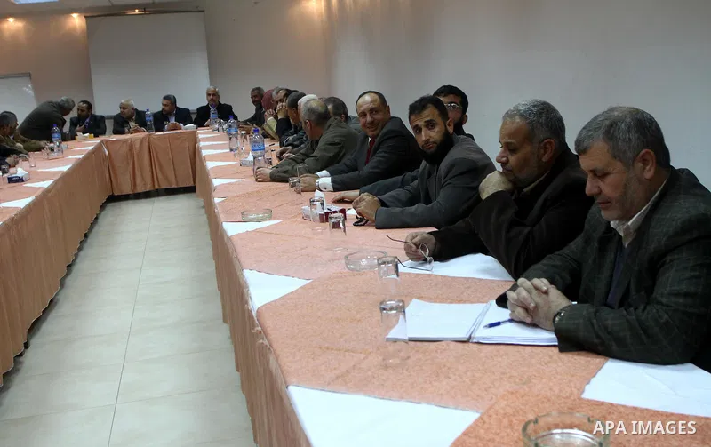 Palestinian factions leaders attend a meeting to discuss the Palestinian reconciliation in Gaza city on March 9,2011. Photo by Ashraf Amra