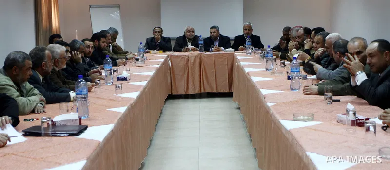 Palestinian factions leaders attend a meeting to discuss the Palestinian reconciliation in Gaza city on March 9,2011. Photo by Ashraf Amra