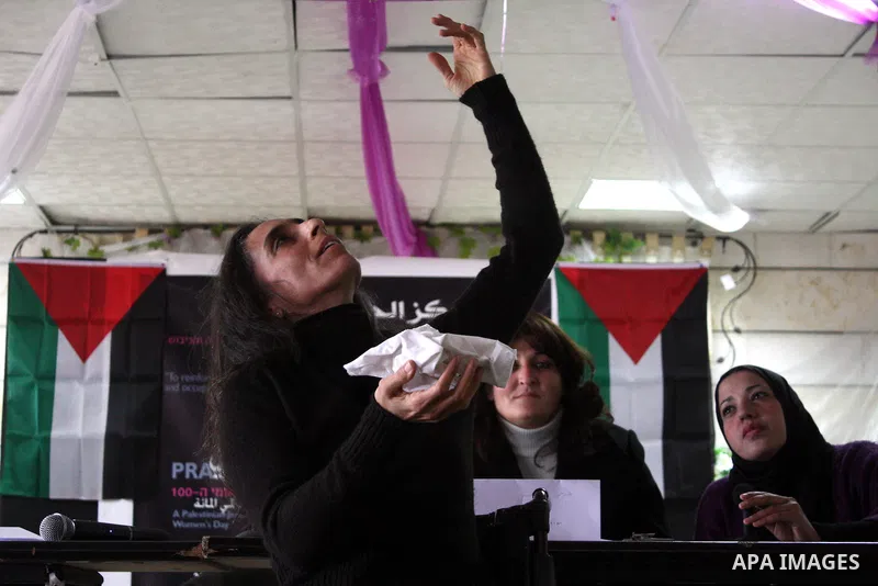 Palestinian and israeli women take part in a Palestinian_Jewish conference of the occasion of the 100th International Womens Day on March 12,2011 in Beit Omar village near the West Bank city of Hebron. Photo by Najeh Has...