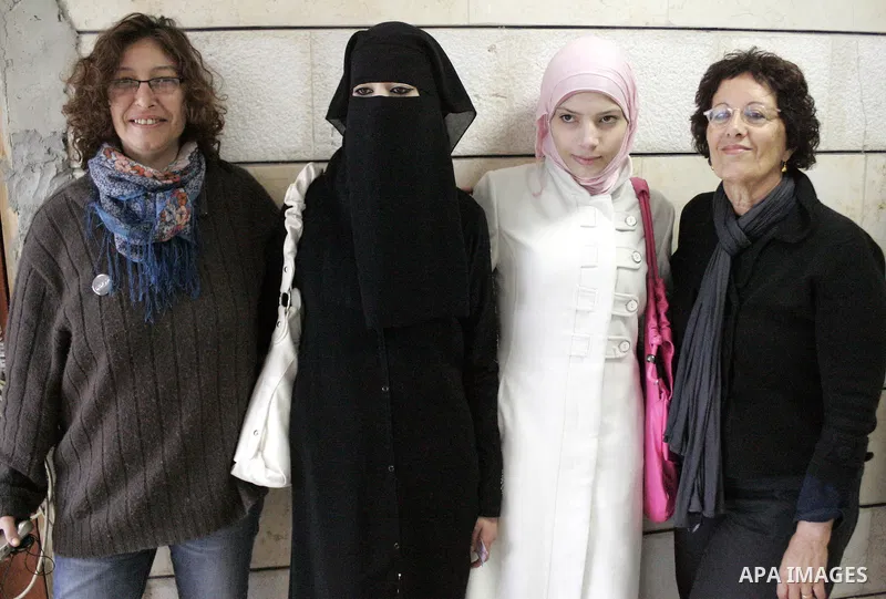 Palestinian and israeli women take part in a Palestinian_Jewish conference of the occasion of the 100th International Womens Day on March 12,2011 in Beit Omar village near the West Bank city of Hebron. Photo by Najeh Has...