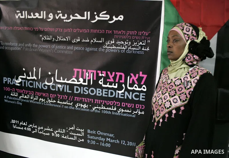 Palestinian and israeli women take part in a Palestinian_Jewish conference of the occasion of the 100th International Womens Day on March 12,2011 in Beit Omar village near the West Bank city of Hebron. Photo by Najeh Has...