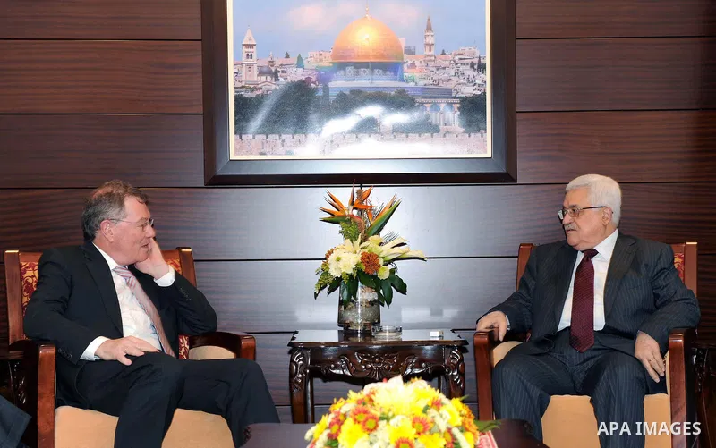 Palestinian President Mahmoud Abbas (Abu Mazen) meets with Robert Serry, UN envoy for the Peace Process today in Ramallah March,14 2011 .Photo by Thaer Ganaim.