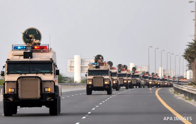 Saudi Arabia troops arrive in Bahrain on Monday, March 14, 2011. A Saudi-led military force crossed into Bahrain on Monday to prop up the monarchy against widening demonstrations, launching the first cross-border militar...
