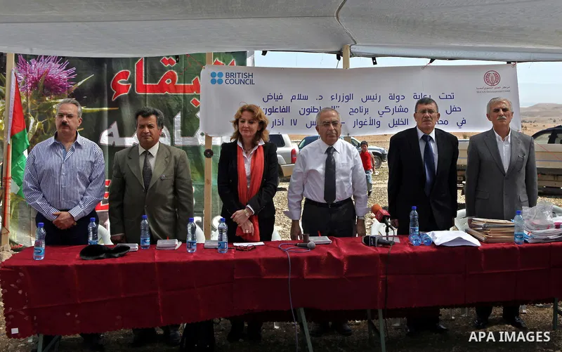 Palestinian Prime Minister Salam Fayyad take a part in graduation ceremony of "Active Citizens" that was organized by Maan development center and the British Council in Ras Al Ouja/ Jordan Valley March 17, 2011 Photo By:...