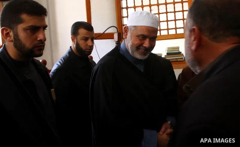 Palestinian Prime Minister in Gaza Strip, Ismail Haniyah attends Friday prayers in Gaza City on March 18,2011. Photo by Ashraf Amra
