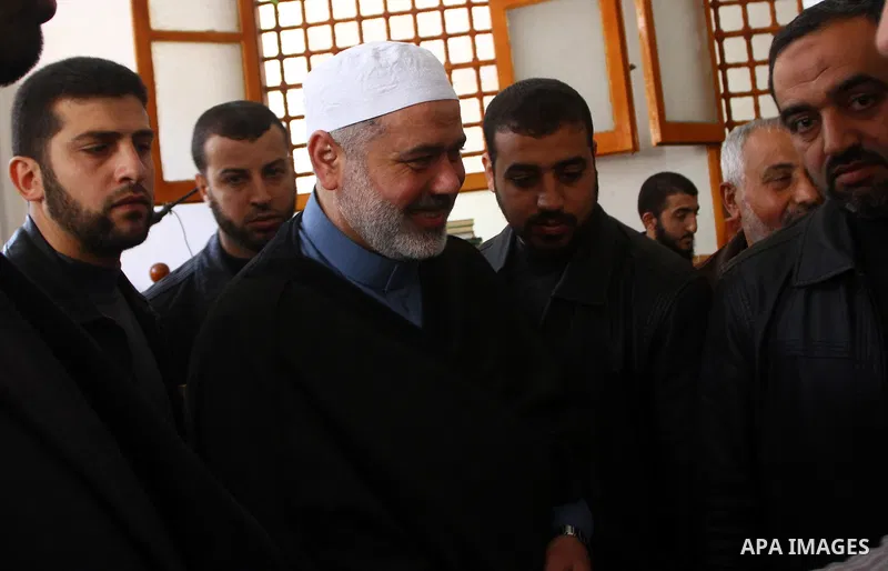 Palestinian Prime Minister in Gaza Strip, Ismail Haniyah attends Friday prayers in Gaza City on March 18,2011. Photo by Ashraf Amra