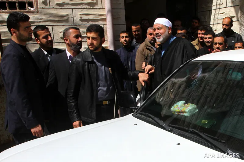 Palestinian Prime Minister in Gaza Strip, Ismail Haniyah attends Friday prayers in Gaza City on March 18,2011. Photo by Ashraf Amra