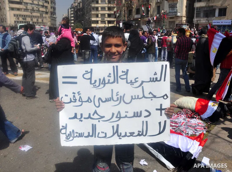 Egyptians shout anti- constitutional amendments slogans during a protest at Tahrir Square in Cairo, Egypt, Friday, March 18, 2011 a day before the referendum . Civic groups have raised fears that the timing of a Saturday...