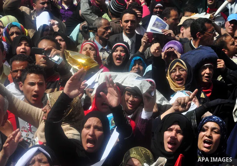 Egyptians shout anti- constitutional amendments slogans during a protest at Tahrir Square in Cairo, Egypt, Friday, March 18, 2011 a day before the referendum . Civic groups have raised fears that the timing of a Saturday...