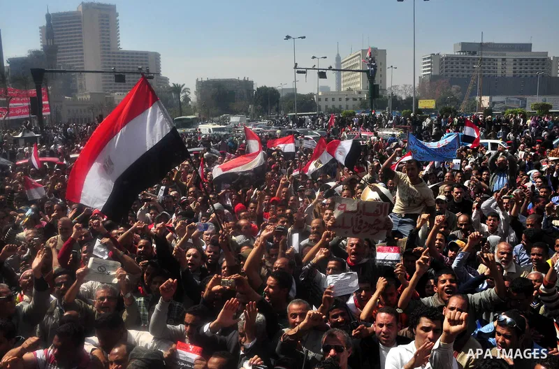 Egyptians shout anti- constitutional amendments slogans during a protest at Tahrir Square in Cairo, Egypt, Friday, March 18, 2011 a day before the referendum . Civic groups have raised fears that the timing of a Saturday...