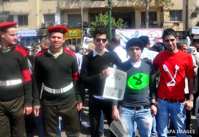Egyptians shout anti- constitutional amendments slogans during a protest at Tahrir Square in Cairo, Egypt, Friday, March 18, 2011 a day before the referendum . Civic groups have raised fears that the timing of a Saturday...