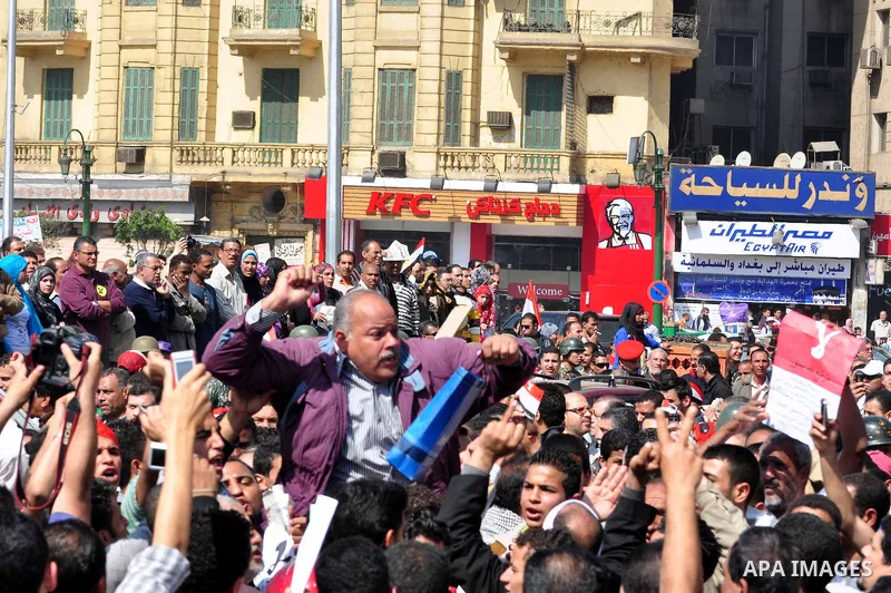 Egyptians shout anti- constitutional amendments slogans during a protest at Tahrir Square in Cairo, Egypt, Friday, March 18, 2011 a day before the referendum . Civic groups have raised fears that the timing of a Saturday...