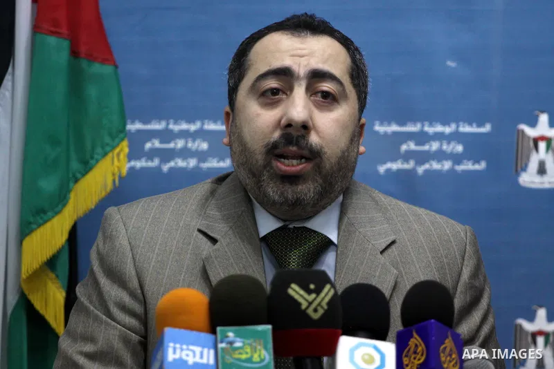 Palestinian Government spokesman Taher Al Nono in Gaza held a press conference to discuss the latest political developments March 1,2011 . Photo by Mohammed Asad