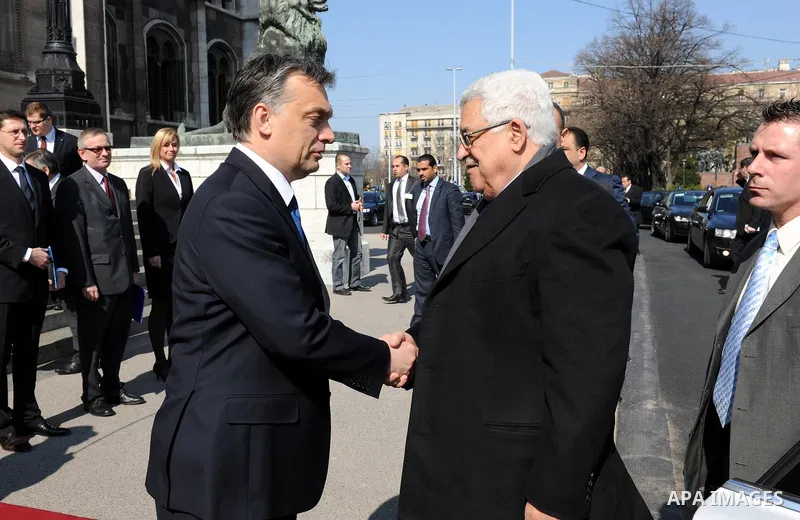 Palestinian President Mahmoud Abbas meets Hungarian Prime Minister, Victor Orban in Budapest on March 21, 20011. The Palestinian National Council was saddened by the bloodshed in Libya's month-long unrest, Palestinian pr...