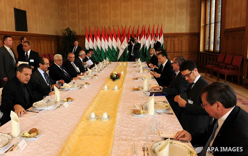 Palestinian President Mahmoud Abbas meets Hungarian Prime Minister, Victor Orban in Budapest on March 21, 20011. The Palestinian National Council was saddened by the bloodshed in Libya's month-long unrest, Palestinian pr...
