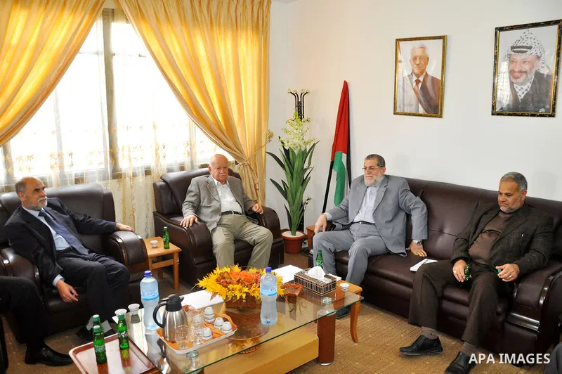 Palestinian Jihad Islamic and Fatah leaders attend a meeting to discuss the Palestinian reconciliation between Fatah and Hamas in Gaza City on March 21,2011. Photo by STR