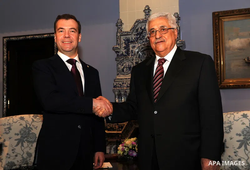 Palestinian President Mahmoud Abbas meets with Russian President Dmitry Medvedev during at the Gorki residence outside Moscow, Russia 22 March 2011. Mahmoud Abbas is on a working visit in Russia which takes place ahead o...