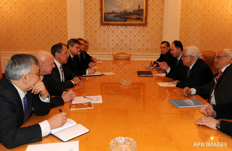 Palestinian President Mahmoud Abbas meets with Russian Foreign Minister, Lavrov in Moscow, Russia 23 March 2011. Mahmoud Abbas is on a working visit in Russia which takes place ahead of a meeting of the Quartet of intern...