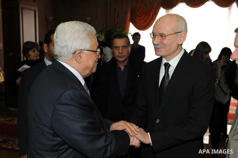 Palestinian President Mahmoud Abbas (Abu Mazen) meets with the President of the Republic of Bashkiria Rustam Khamidov in the city of Ofa Bashkiria . March,24,2011 photo by Thaer Ganaim.
