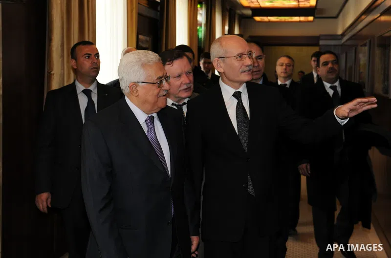 Palestinian President Mahmoud Abbas (Abu Mazen) meets with the President of the Republic of Bashkiria Rustam Khamidov in the city of Ofa Bashkiria . March,24,2011 photo by Thaer Ganaim.