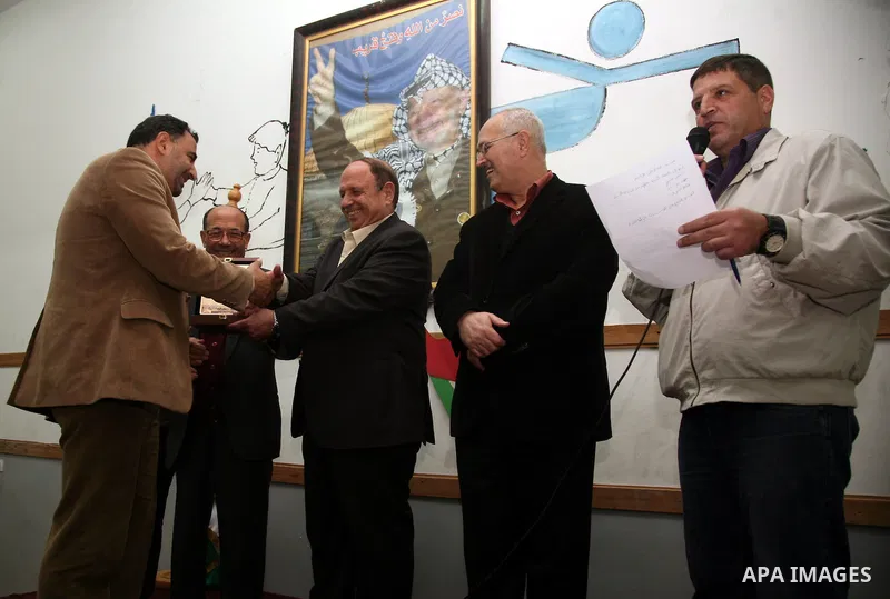 Palestinians take part in a festival under the title 'yes to life, yes to sports, no drug', in Al-Ram in the West Bank with the participation of the Directorate of Education and Jerusalem Institute and under the auspices...