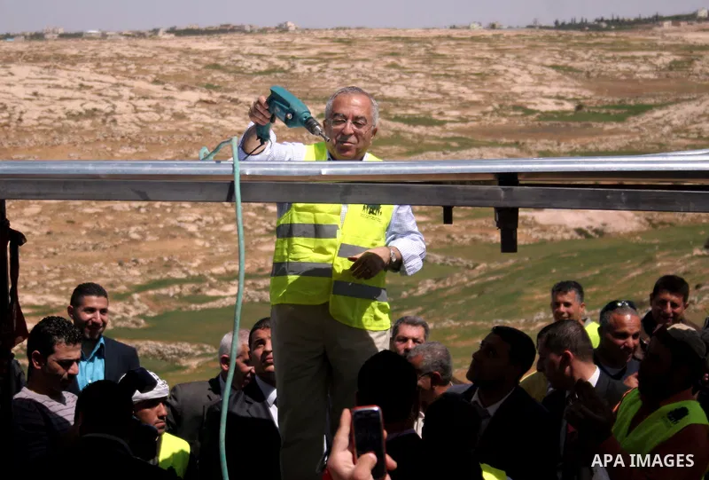 Palestinian prime minister Salam Fayyad during his visits in the southern town of Yatta, near Hebron in the occupied West Bank, on March 30, 2011, as hundreds of people across Israel and Palestinian territories were hold...