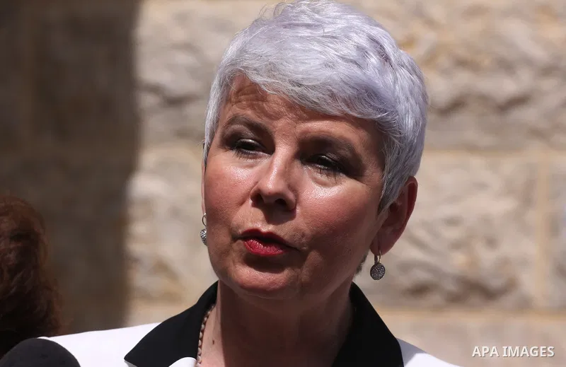 Croatian Prime Minister Jadranka Kosor attends a welcoming ceremony in the West Bank town of Ramallah, 31 March 2011. Kosor arrived to Ramallah for official meetings with the Palestinian leadership on the second day of h...