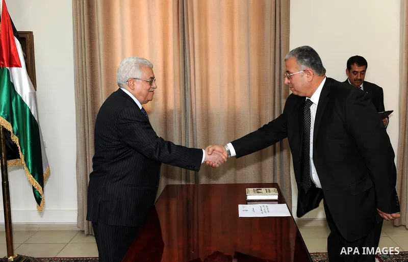 Members of Fatah Movement's court swear in front of Palestinian President Mahmoud Abbas (Abu Mazen) in the West Bank city of Ramallah on April 1,2011. Photo by Thaer Ganaim