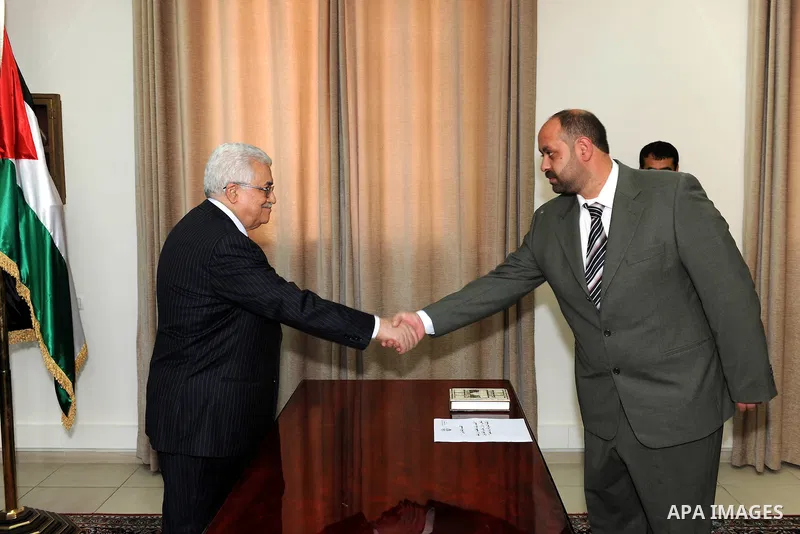 Members of Fatah Movement's court swear in front of Palestinian President Mahmoud Abbas (Abu Mazen) in the West Bank city of Ramallah on April 1,2011. Photo by Thaer Ganaim