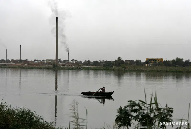 Egyptian man rides his boat through the Nile River in Cairo, Egypt, Sunday on April 3, 2011. Photo by Wissam Nassar