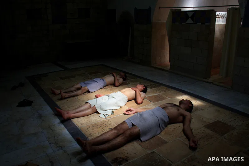 Palestinians enjoy steam bath at the 400-year-old traditional Turkish bath ''Hamam Alshefa'' in the West Bank City of Nablus on April 3,2011. Photo by Wagdi Eshtayah