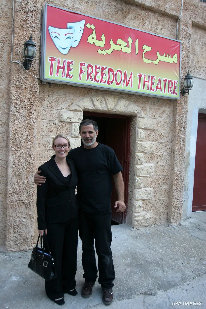 Juliano Mer Khamis is seen at the Freedom Theatre in Jenin refugee camp, near the West Bank city of Jenin in this picture taken October 30, 2008. A masked gunman shot dead on Monday the well-known Israeli actor and direc...