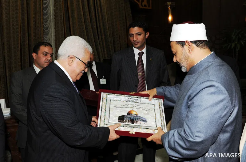 Palestinian President Mahmoud Abbas (Abu Mazen) during meet with Sheikh Al-Azhar, Ahmed al-Tayeb, in Cairo, Egypt, Thursday, April 7, 2011. Photo by Thaer Ganaim