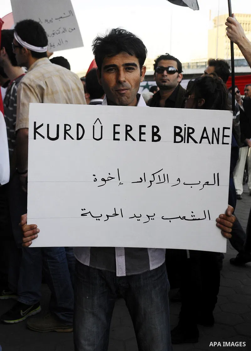 Syrians living in Egypt demonstrate against the recent actions of the Syrian government and in support of protesters at Tahrir Square, Cairo, Egypt on April 10,2011. Syrian security forces opened fire in the coastal town...