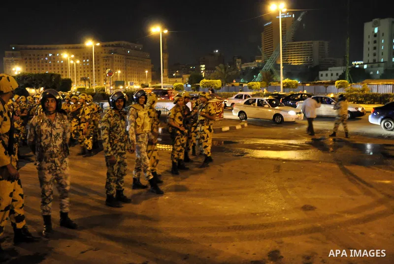 Egyptian Army soldiers take control of the symbolic center of Cairo after demonstrators removed barricades blocking traffic from entering the Tahrir square, Cairo, Egypt on April 12,211. Egyptians retook Tahrir Square de...