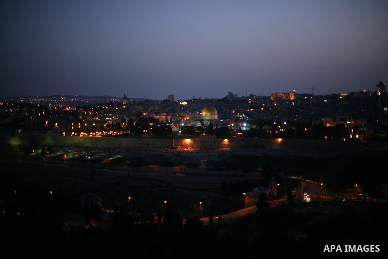 The Dome of the Rock is seen in the Al-Aqsa Mosque compound during night in Jerusalem's Old City on April 13, 2011. Photo by Sliman Khader