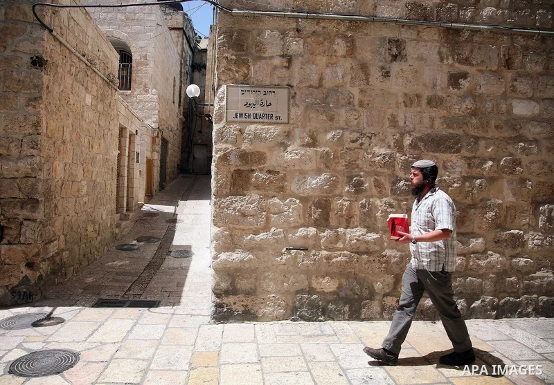 Jewish settler walks in the Jewish Quarter in the Old City in East Jerusalem on April 14 2011. Photo by Sliman Khader