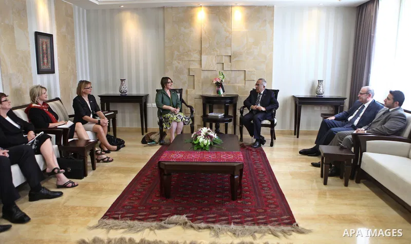 Palestinian Prime Minister, Salam Fayyad during his meeting with a delegation from Australian Parliament in the West Bank city of Ramallah on April 18, 2011. Photo by Mustafa Abu Dayeh