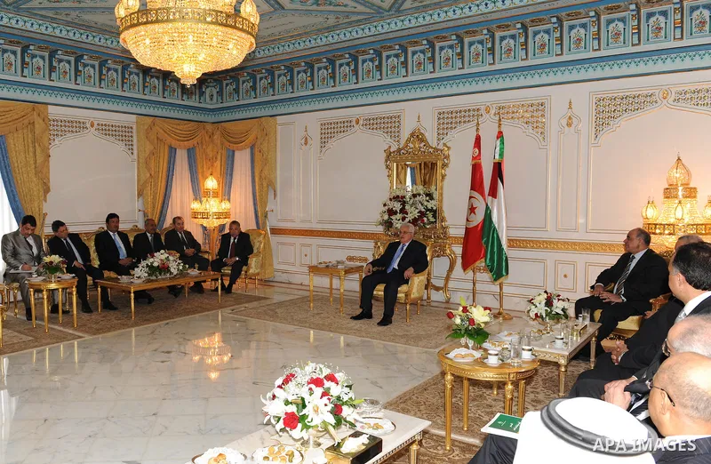 Palestinian President Mahmoud Abbas during a meeting of Arab ambassadors on April 20,2011. Photo by Thaer Ganaim