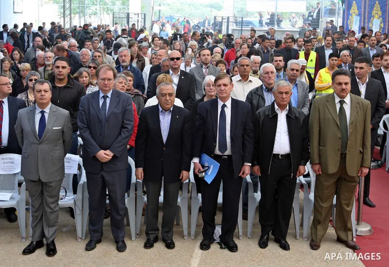 Palestinian Pime Minister, Salam Fayyad attends the opening ceremony of the Bilin 6th international conference in the West Bank city of Ramallah on April 20,2011. Photo by Mustafa Abu Dayeh