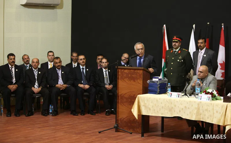 Palestinian Pime Minister, Salam Fayyad during the graduation ceremony of the ninth session of senior officers in West Bank city of Jericho on April 21,2011. Photo by Mustafa Abu Dayeh
