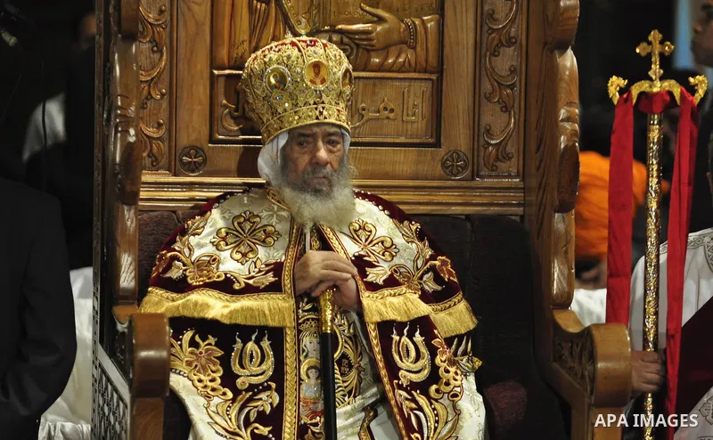 Egypt's Coptic Pope Shenouda III attends an Easter service in the main cathedral in Cairo April 23, 2011. This year, the Orthodox and Catholic churches are celebrating Easter on the same date. Photo by Ahmed Asad