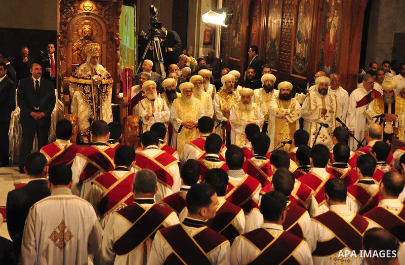 Coptic Christians take part in an Easter service at the main cathedral in Cairo April 23, 2011. This year, the Orthodox and Catholic churches are celebrating Easter on the same date. Photo by Ahmed Asad