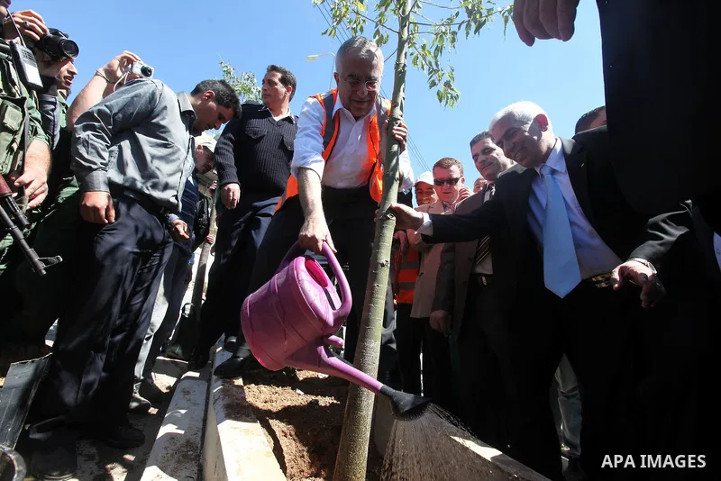 Palestinian Pime Minister, Salam Fayyad during the opening of Khaled Bin Al Waleed Street in west bank city of Hebron on April 24,2011. Photo by Mustafa Abu Dayeh