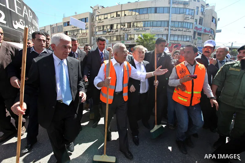 Palestinian Pime Minister, Salam Fayyad during the opening of Khaled Bin Al Waleed Street in west bank city of Hebron on April 24,2011. Photo by Mustafa Abu Dayeh