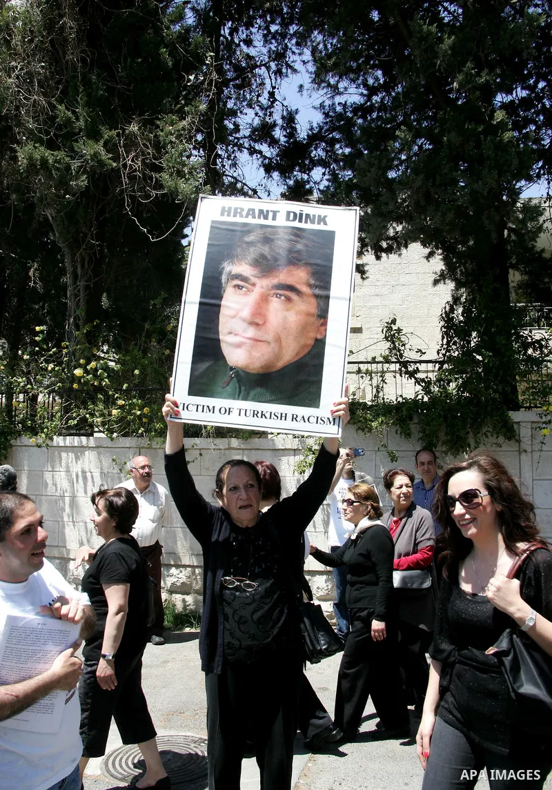 Members of the Armenian community in Jerusalem rally outside the Turkish consulate in Jerusalem on April 24, 2011 to mark the 96th anniversary of mass killings of Armenians under the Ottoman Empire. Armenians say up to 1...