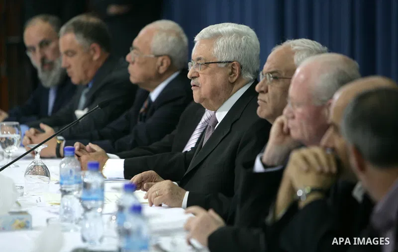 Palestinian President Mahmoud Abbas (Abu Mazen) during a meeting with a delegation of Israel's peace initiative in the West Bank city of Ramallah on April 28, 2011. Photo by Thaer Ganaim