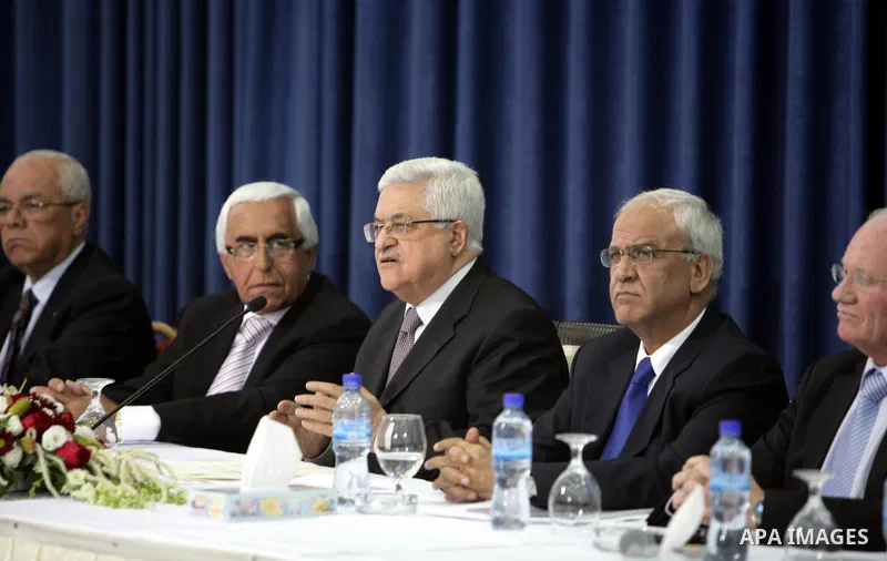 Palestinian President Mahmoud Abbas (Abu Mazen) during a meeting with a delegation of Israel's peace initiative in the West Bank city of Ramallah on April 28, 2011. Photo by Thaer Ganaim