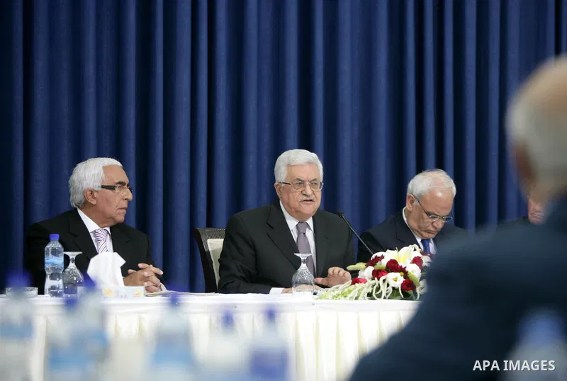 Palestinian President Mahmoud Abbas (Abu Mazen) during a meeting with a delegation of Israel's peace initiative in the West Bank city of Ramallah on April 28, 2011. Photo by Thaer Ganaim